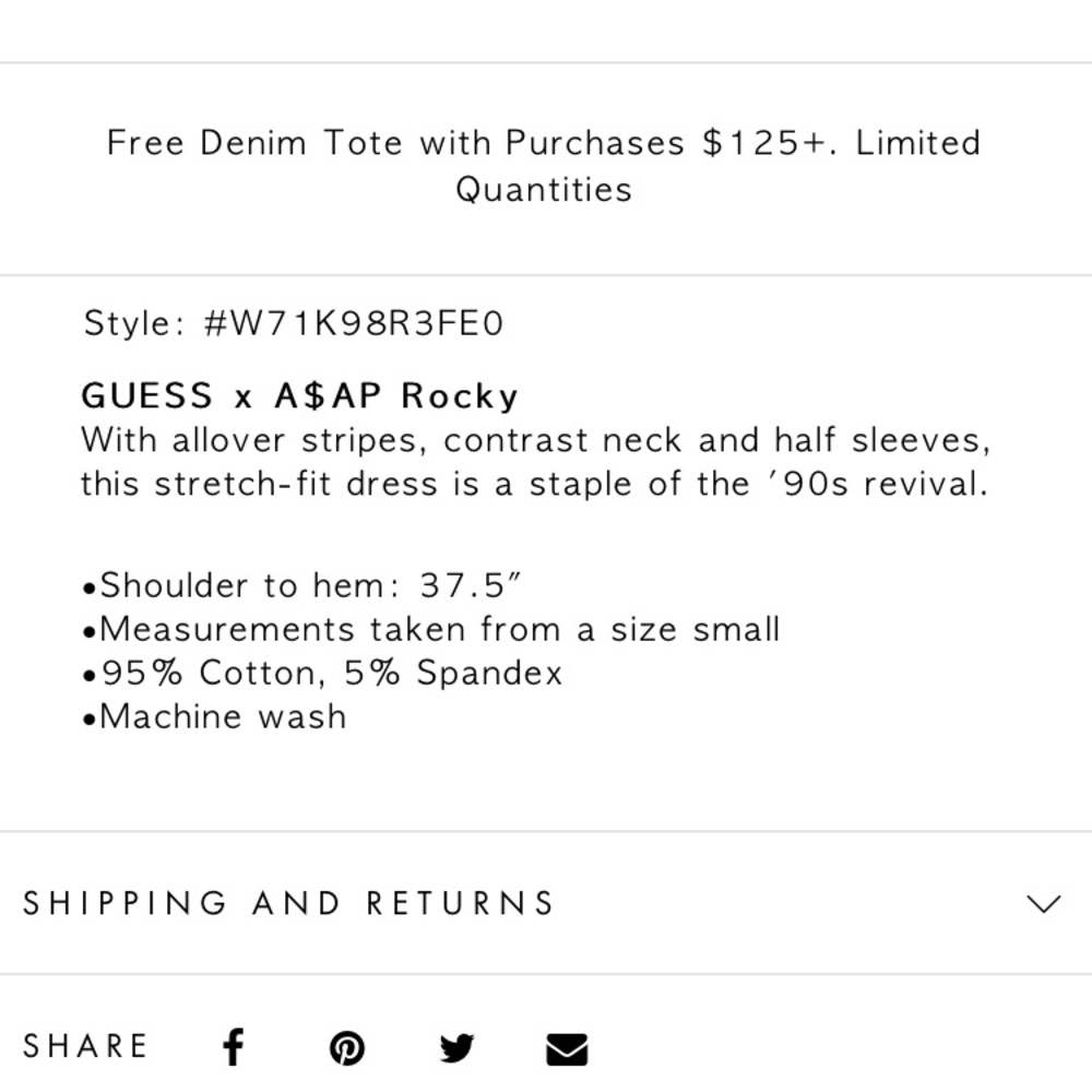 GUESS A$AP ROCKY 90S STRIPED DRESS NWT‼️ - Picture 5 of 7
